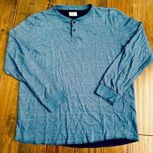 Marine Layer Shirt‎  Mens XL Navy Blue Long Sleeve Henley Casual Crewneck Men's